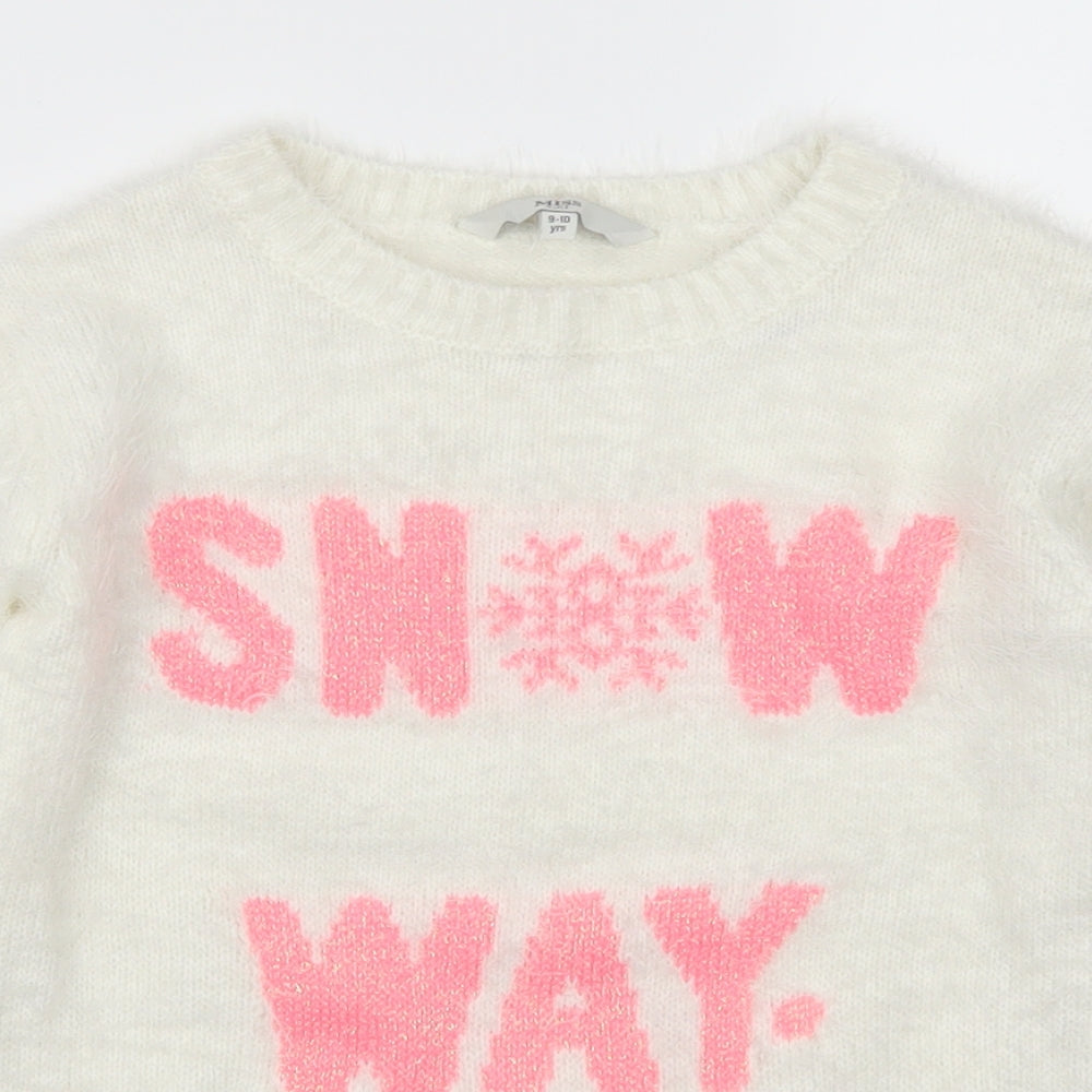 Miss Evie Girls White   Pullover Jumper Size 9-10 Years  - Snow Way