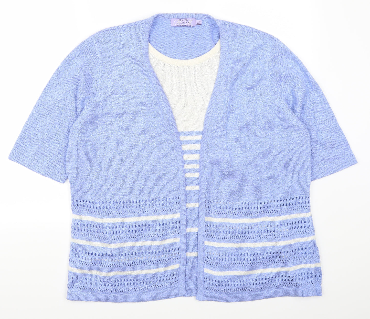 Honor Millburn Womens Blue Striped  Cardigan Jumper Size 22  - Cardigan and Top All in One