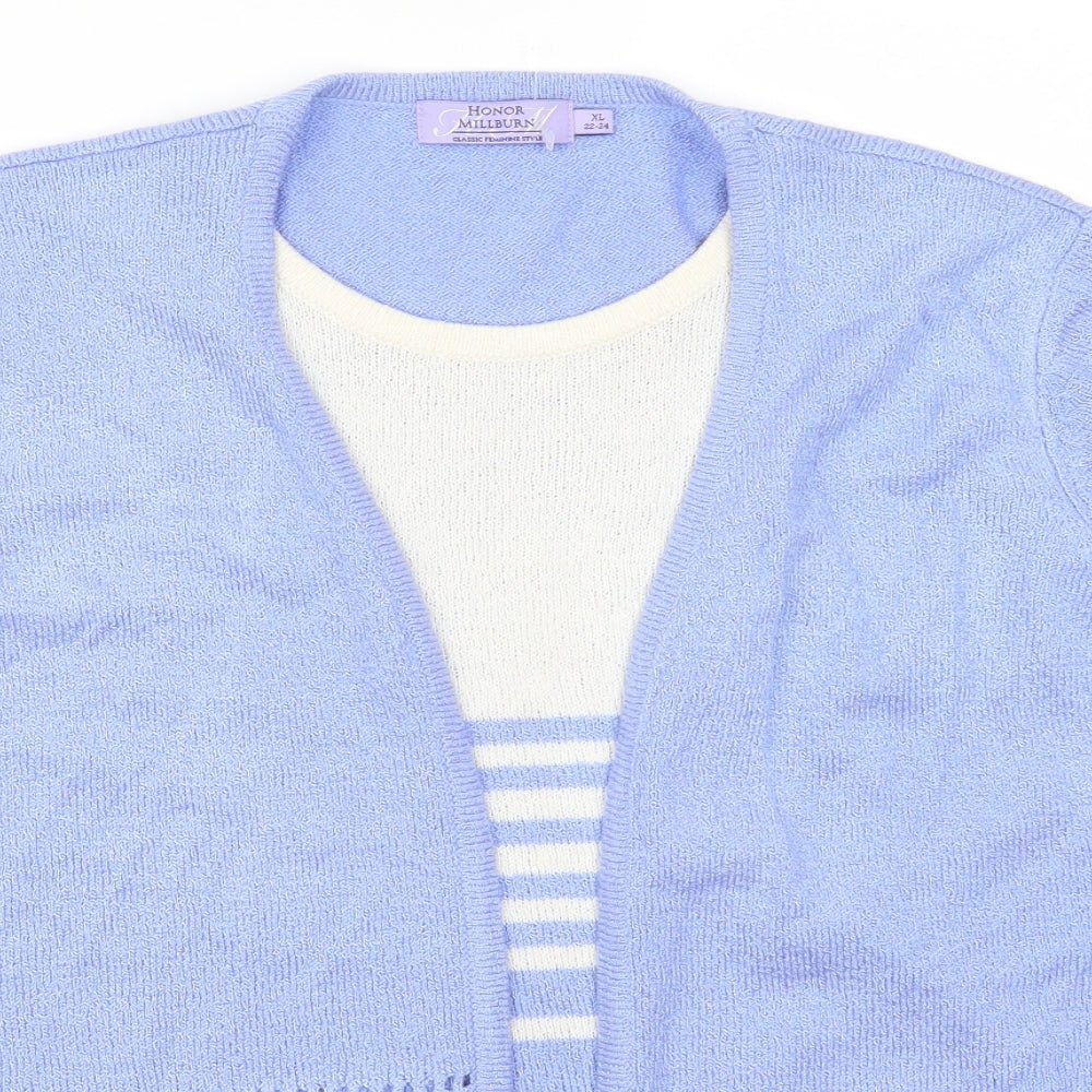 Honor Millburn Womens Blue Striped  Cardigan Jumper Size 22  - Cardigan and Top All in One