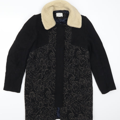 Anton & Alison Womens Black Geometric  Overcoat Coat Size 12