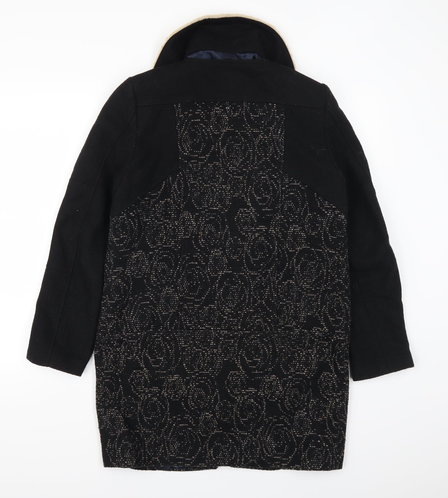 Anton & Alison Womens Black Geometric  Overcoat Coat Size 12