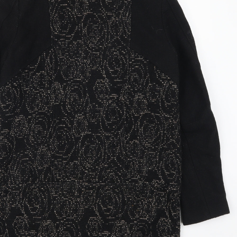 Anton & Alison Womens Black Geometric  Overcoat Coat Size 12