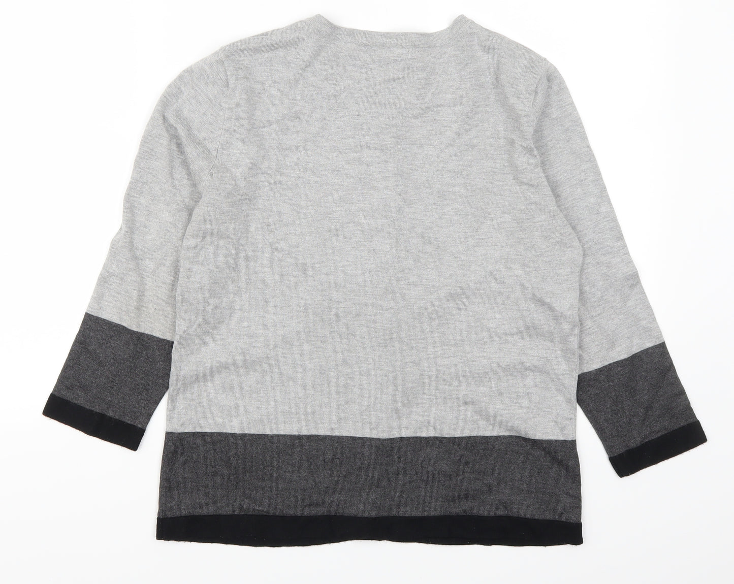 M&Co Womens Grey Striped  Cardigan Jumper Size 14
