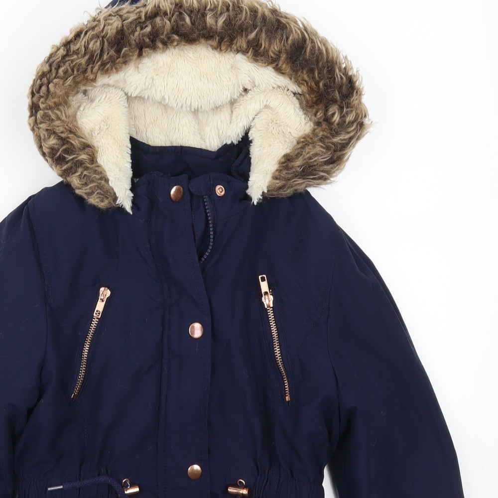 George Girls Blue   Parka Coat Size 8-9 Years