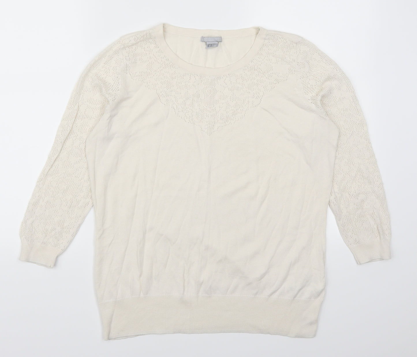 H&M Womens White   Pullover Jumper Size M