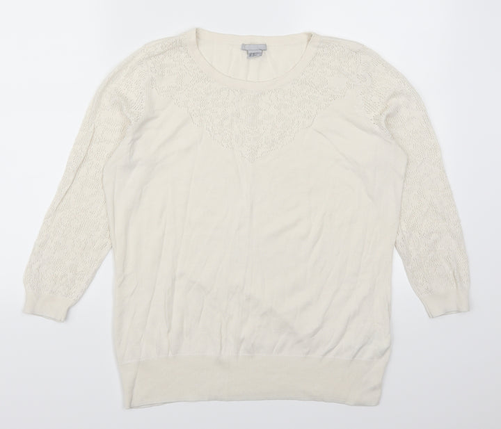 H&M Womens White   Pullover Jumper Size M