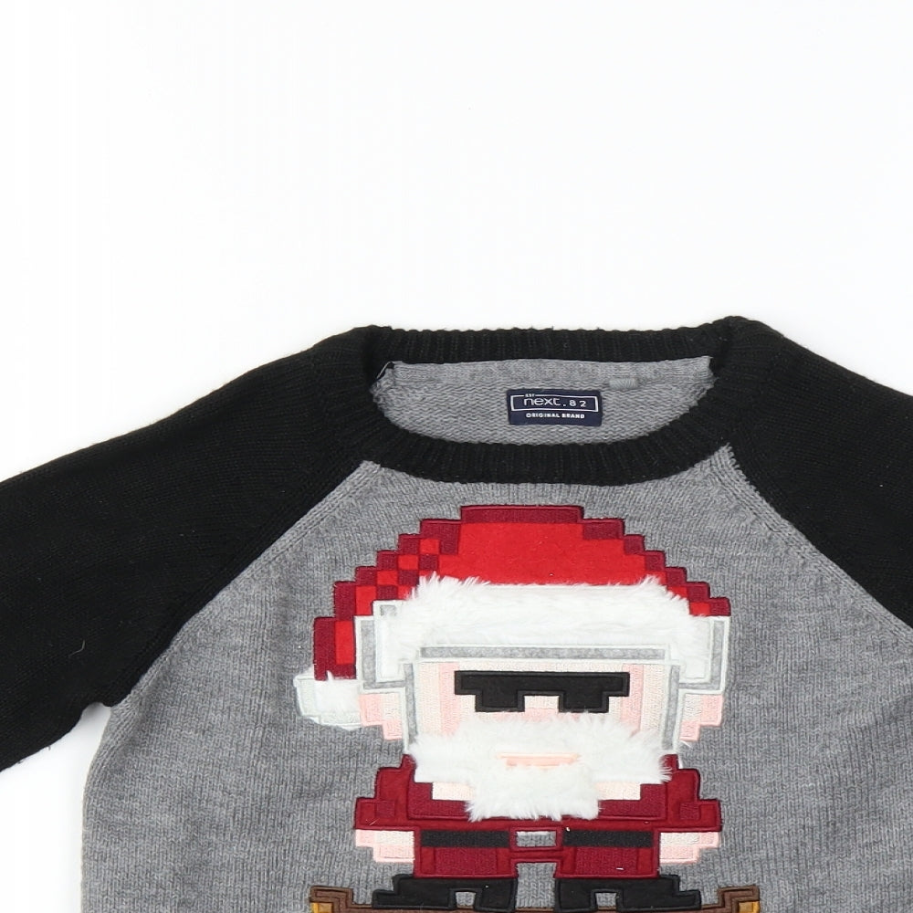 NEXT Boys Black   Pullover Jumper Size 7 Years  - CHRISTMAS