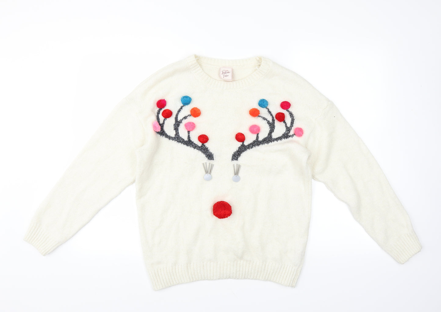 George Womens Ivory   Pullover Jumper Size 12  - Christmas Reindeer