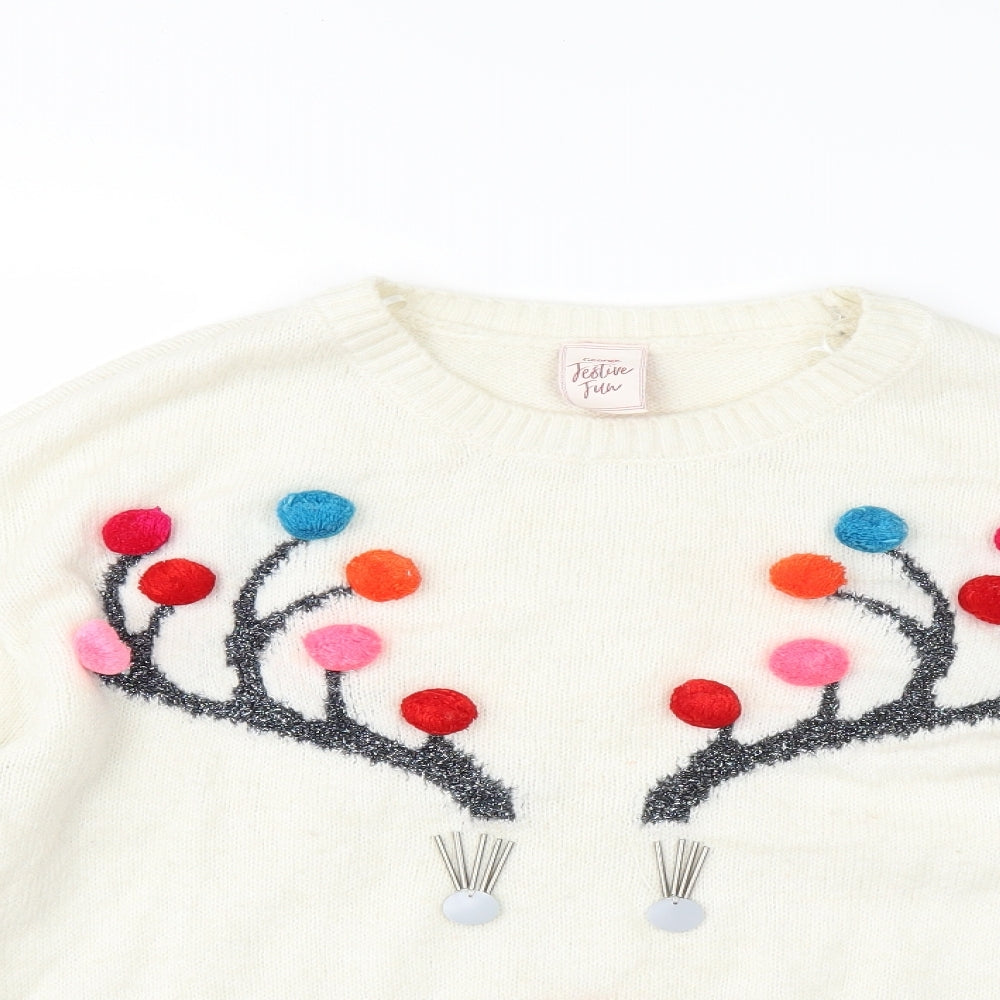 George Womens Ivory   Pullover Jumper Size 12  - Christmas Reindeer