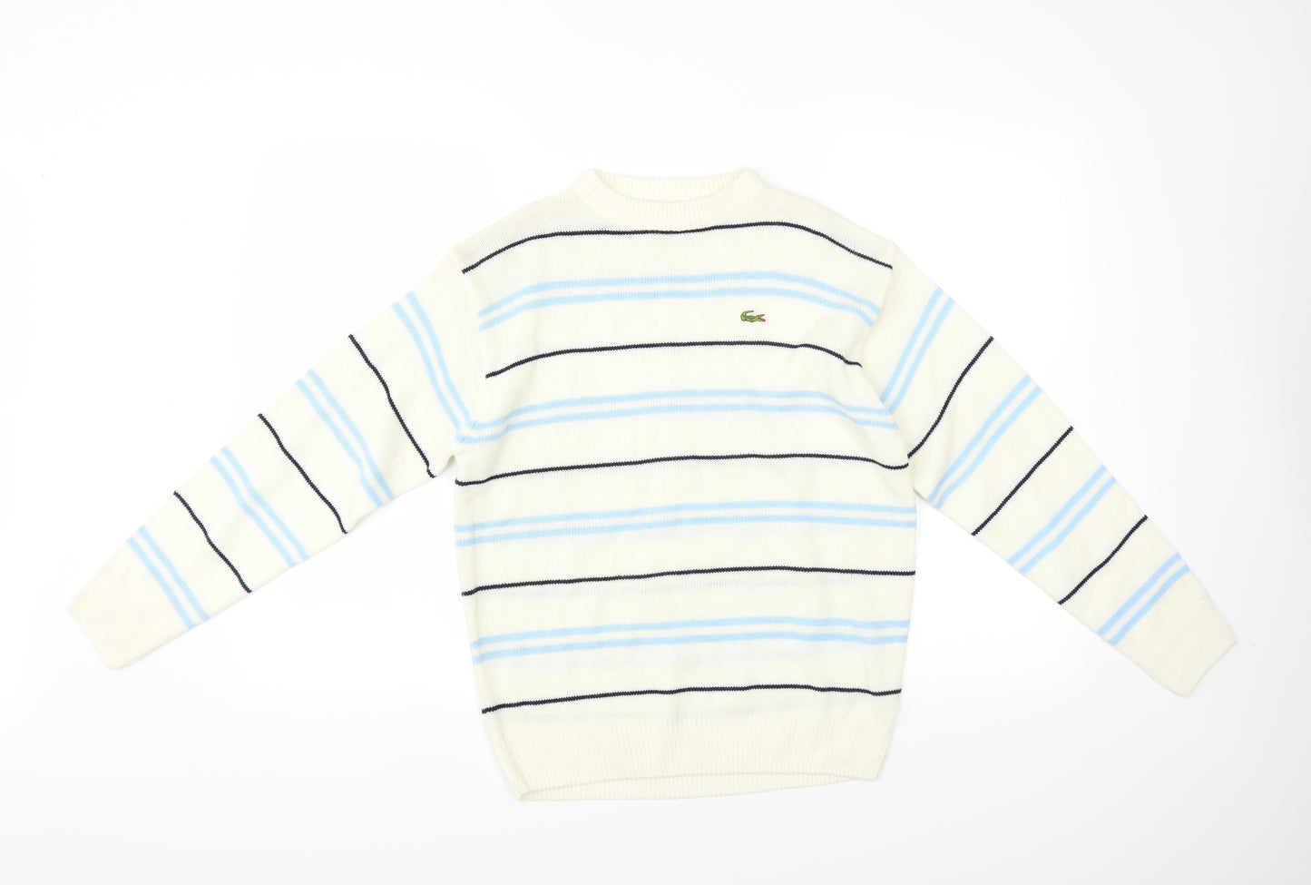 Lacoste Boys Ivory Striped  Pullover Jumper Size 11-12 Years