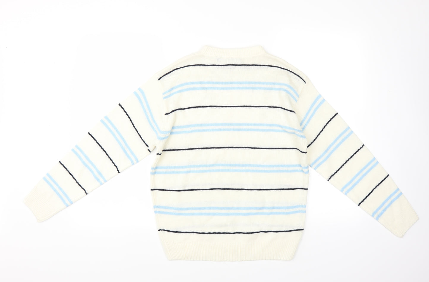 Lacoste Boys Ivory Striped  Pullover Jumper Size 11-12 Years