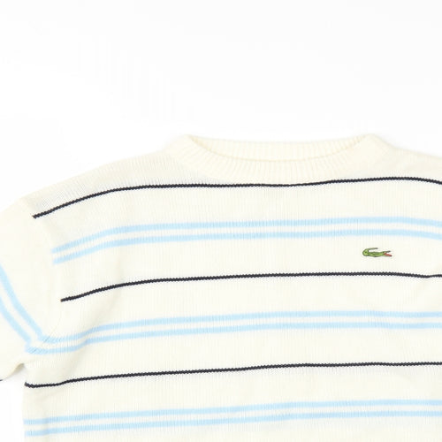 Lacoste Boys Ivory Striped  Pullover Jumper Size 11-12 Years