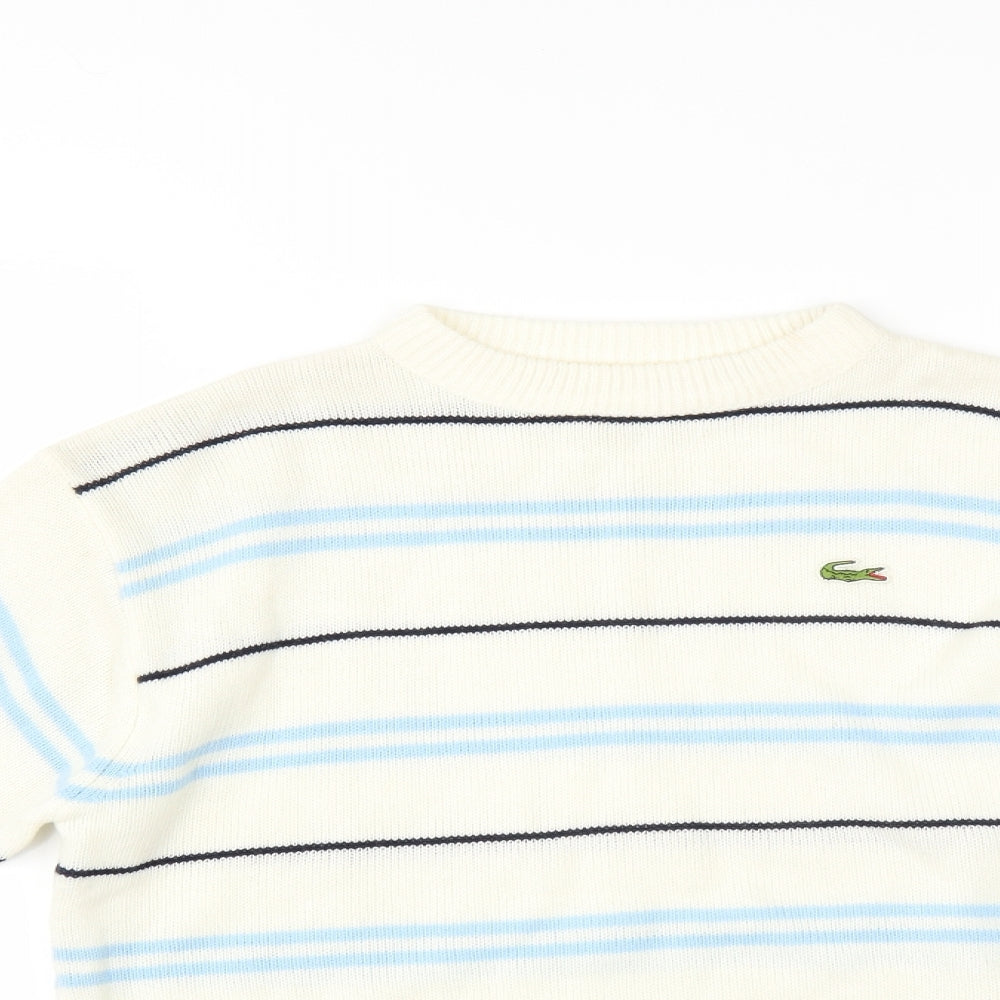 Lacoste Boys Ivory Striped  Pullover Jumper Size 11-12 Years