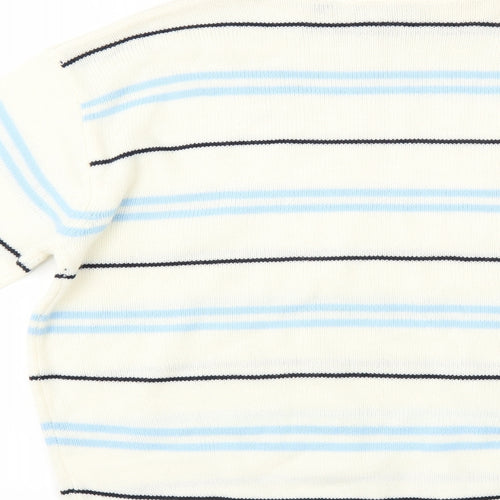 Lacoste Boys Ivory Striped  Pullover Jumper Size 11-12 Years