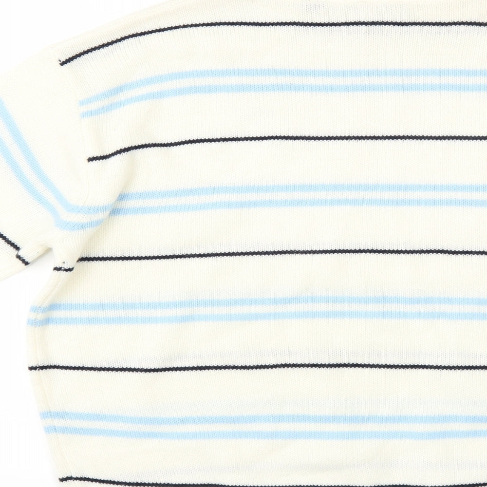 Lacoste Boys Ivory Striped  Pullover Jumper Size 11-12 Years