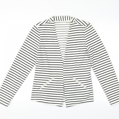 George Womens White Striped  Cardigan Jumper Size 12