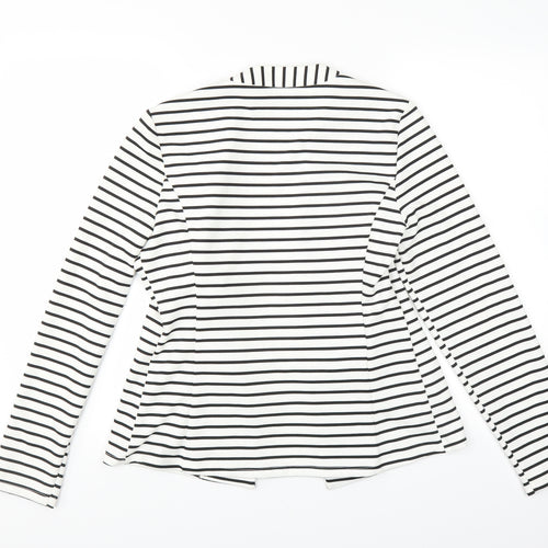 George Womens White Striped  Cardigan Jumper Size 12