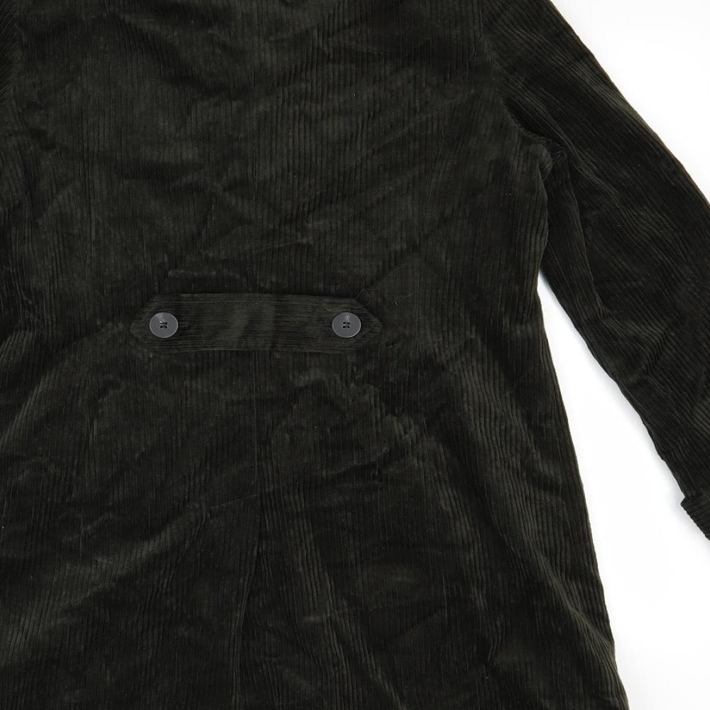 Classic Womens Green  Corduroy Overcoat Coat Size 12