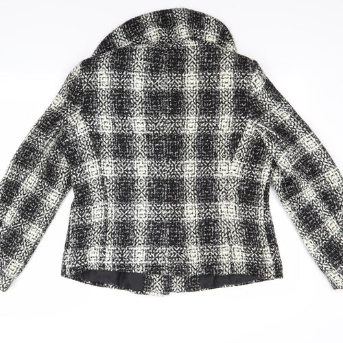 EWM Womens Black Check  Pea Coat Coat Size 16