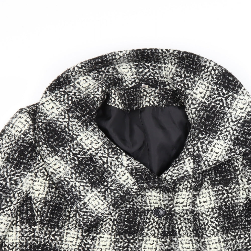 EWM Womens Black Check  Pea Coat Coat Size 16