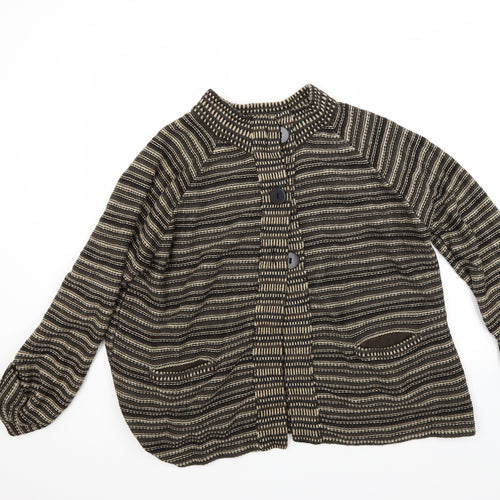 BM Womens Brown Striped  Pullover Jumper Size XL