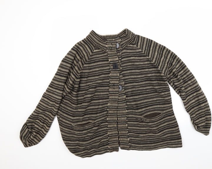 BM Womens Brown Striped Pullover Jumper Size XL