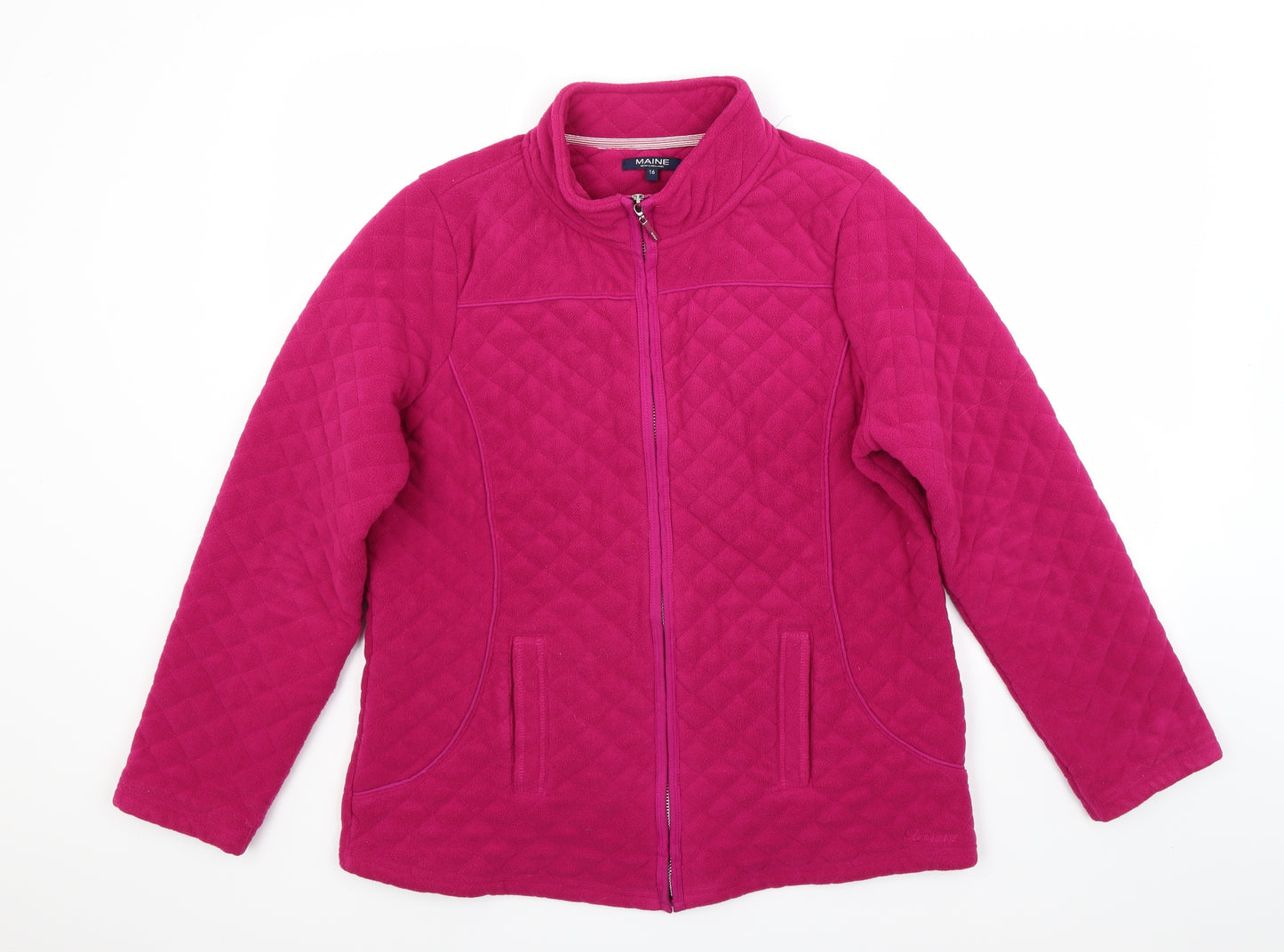 Maine Womens Purple  Fleece Jacket Coat Size 16