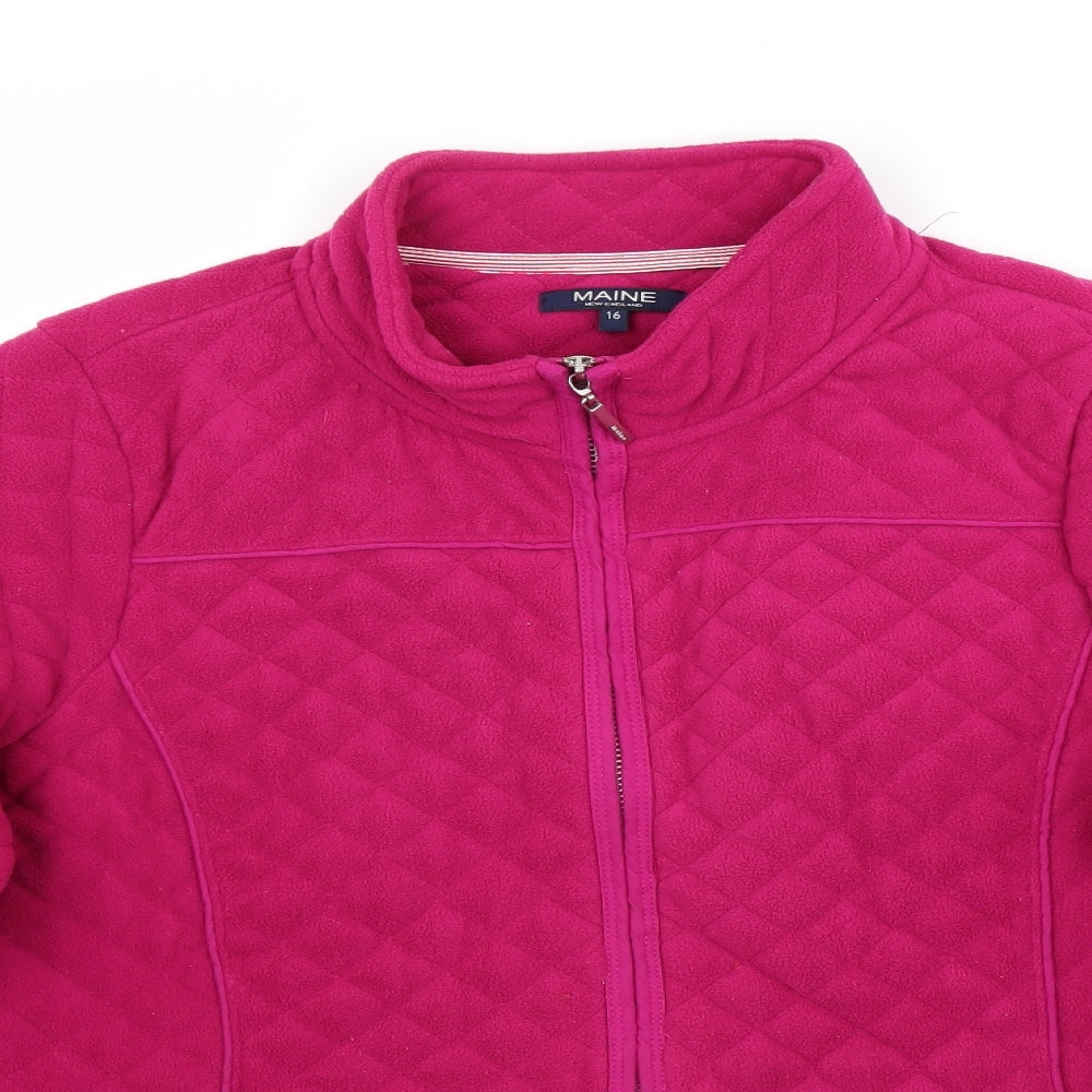 Maine Womens Purple  Fleece Jacket Coat Size 16