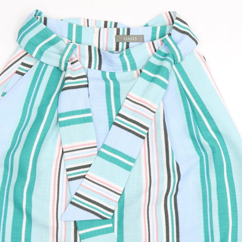 Oasis Womens Blue Striped  A-Line Skirt Size 6