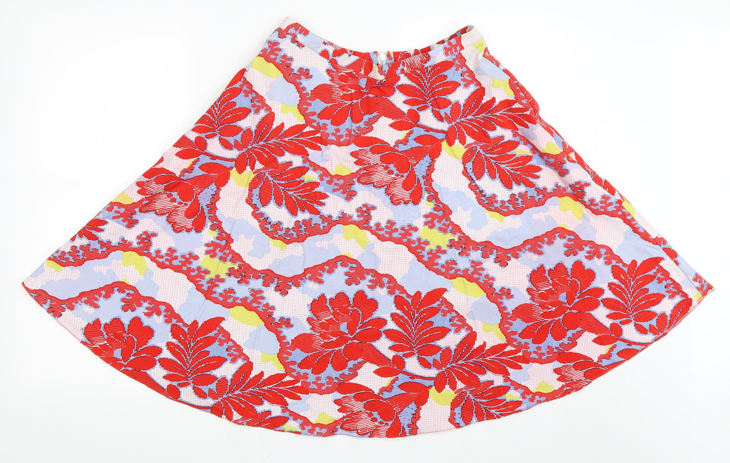 Topshop Womens Red Floral  Flare Skirt Size 10