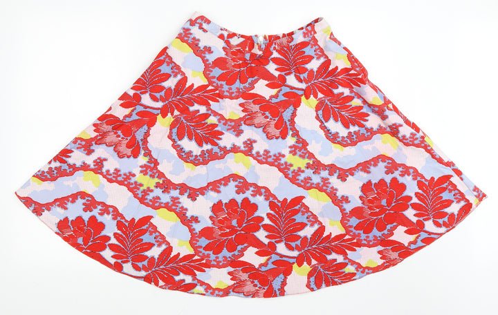 Topshop Womens Red Floral Flare Skirt Size 10