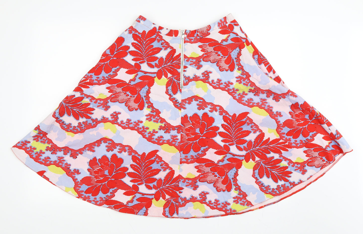 Topshop Womens Red Floral  Flare Skirt Size 10