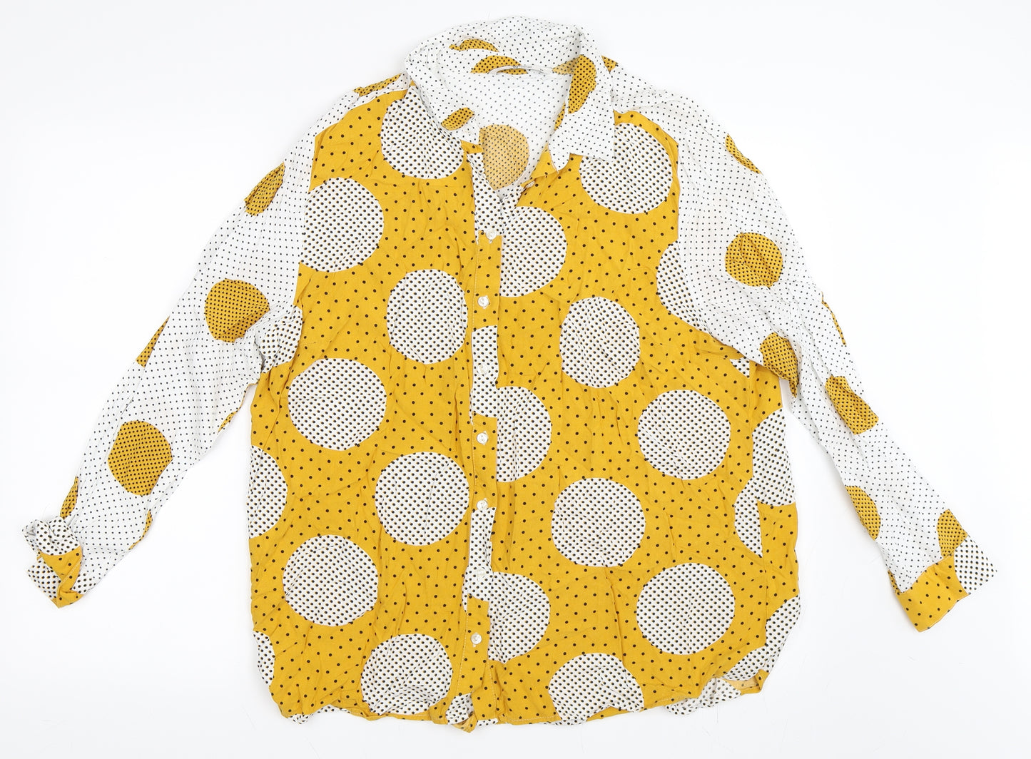TU Womens Yellow Polka Dot  Basic Button-Up Size 22