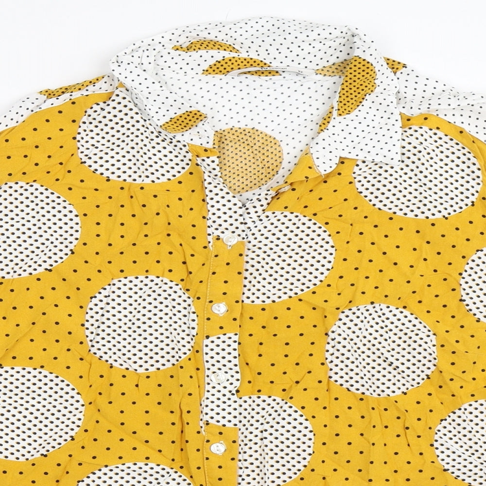 TU Womens Yellow Polka Dot  Basic Button-Up Size 22