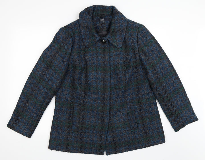 EWM Womens Blue Overcoat Coat Size 14