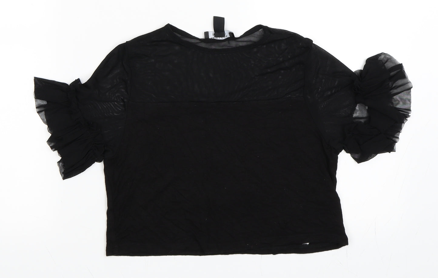 New Look Girls Black  Mesh Basic T-Shirt Size 9 Years