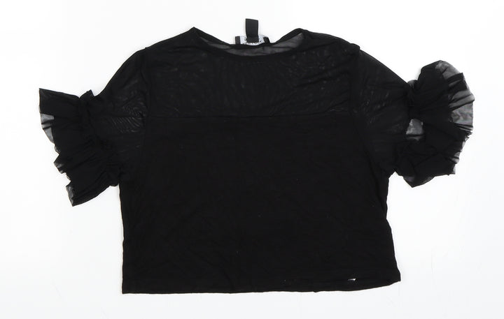 New Look Girls Black  Mesh Basic T-Shirt Size 9 Years