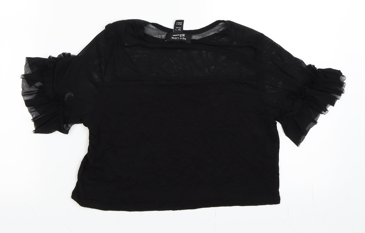 New Look Girls Black  Mesh Basic T-Shirt Size 9 Years