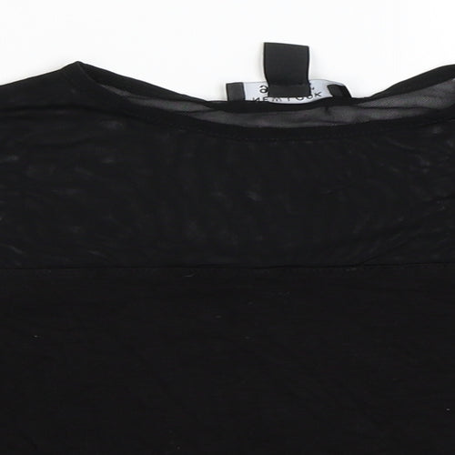New Look Girls Black  Mesh Basic T-Shirt Size 9 Years