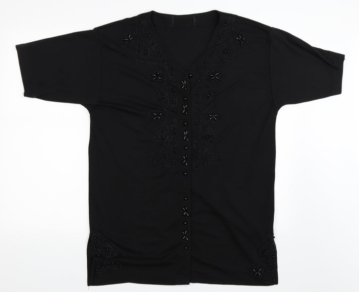 Preworn Womens Black   Basic Button-Up Size XL