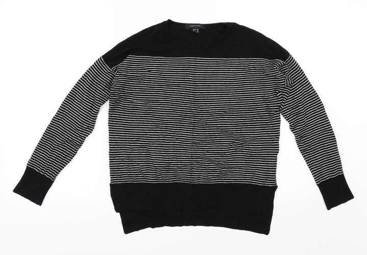 Primark Womens Black Striped Pullover Jumper Size 12