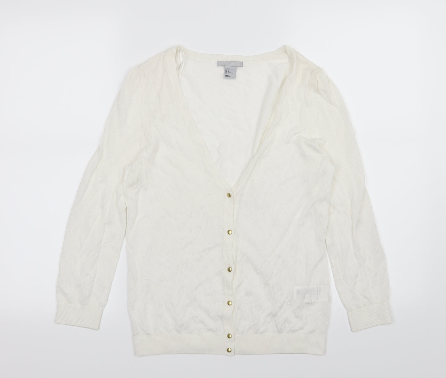H&M Womens White  Knit Cardigan Jumper Size M