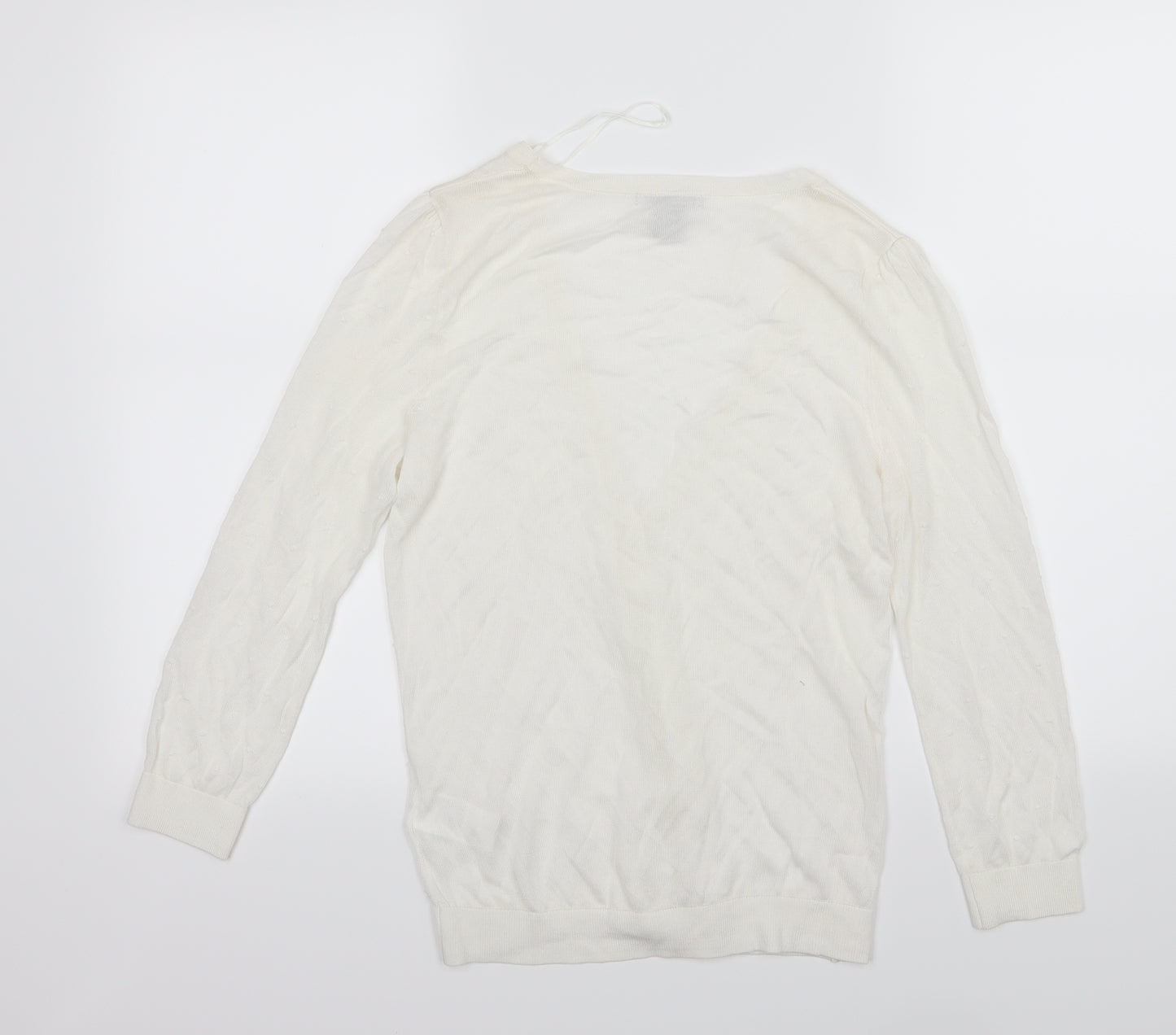H&M Womens White  Knit Cardigan Jumper Size M