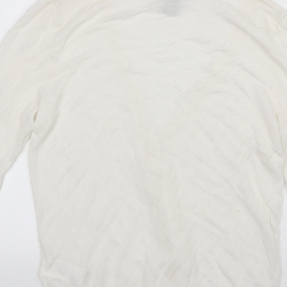 H&M Womens White  Knit Cardigan Jumper Size M