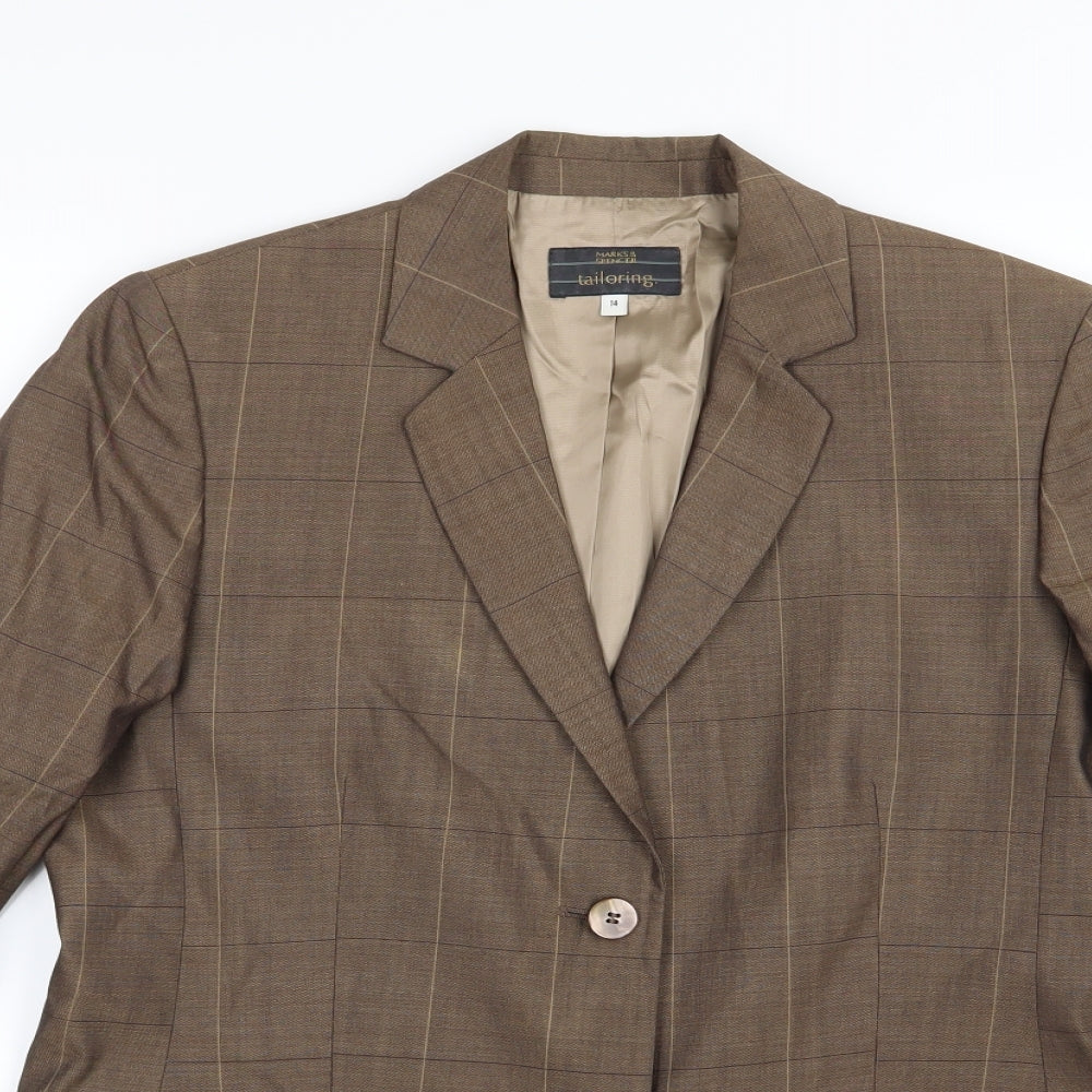 Marks and Spencer Womens Brown Striped  Jacket Suit Jacket Size 14