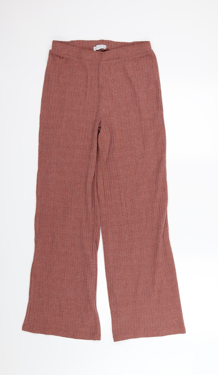 Papaya Womens Pink Striped Jersey Trousers Size 12 L29 in