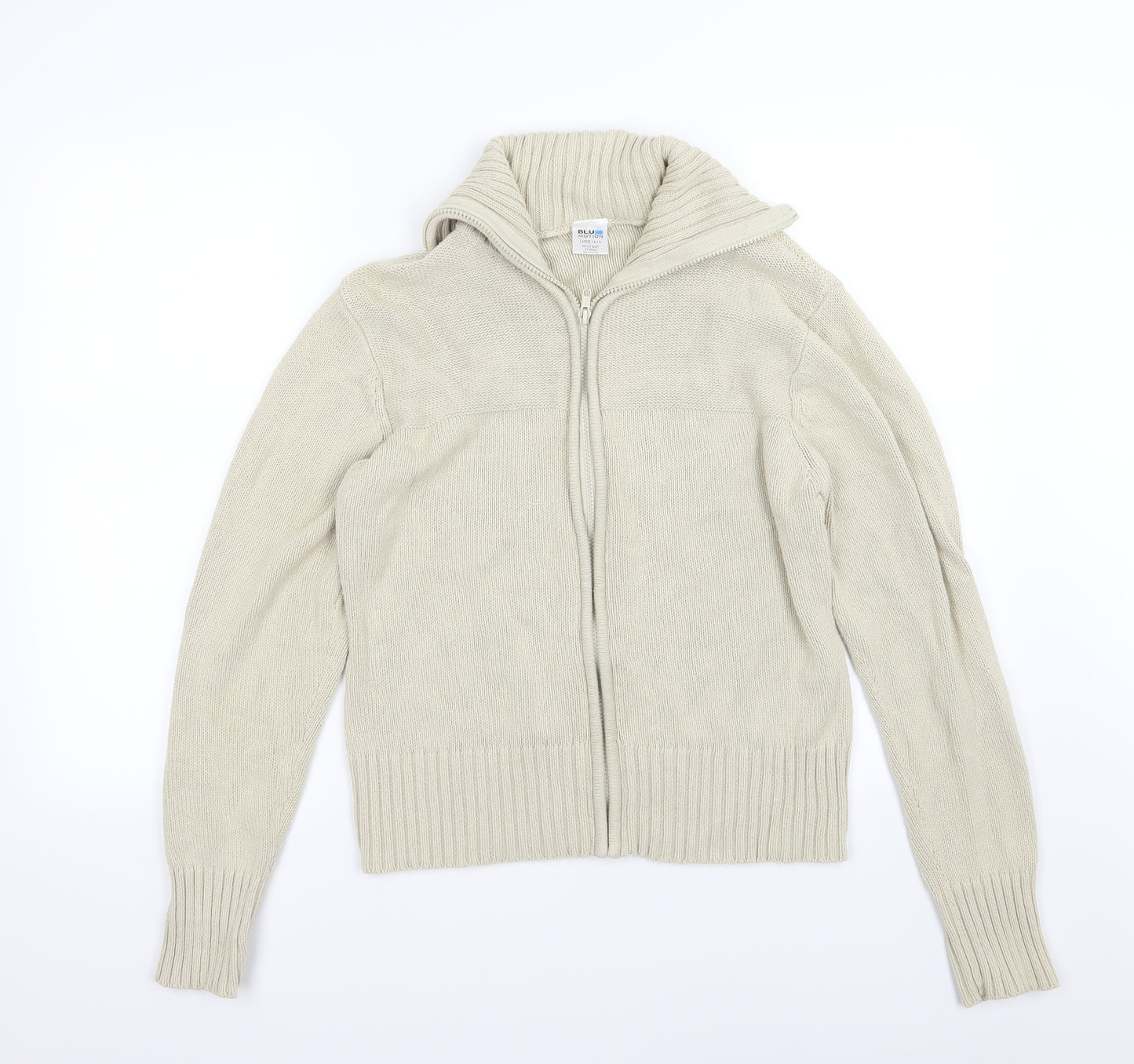 Blue Motion Womens Beige  Knit Full Zip Jumper Size 16