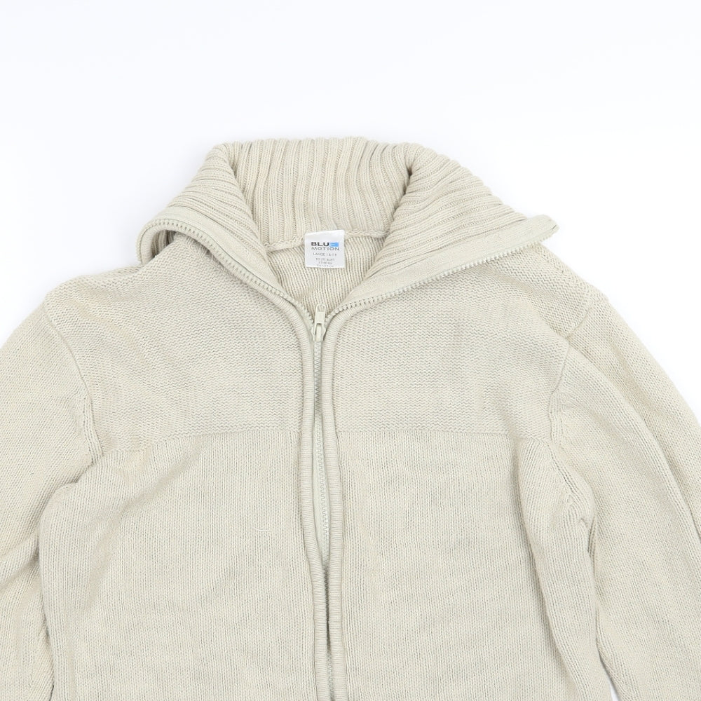 Blue Motion Womens Beige  Knit Full Zip Jumper Size 16