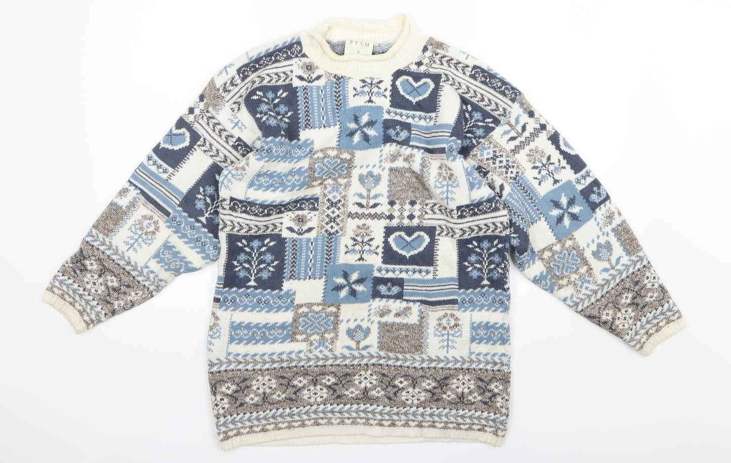 Etam Womens Multicoloured Floral Knit Pullover Jumper Size S