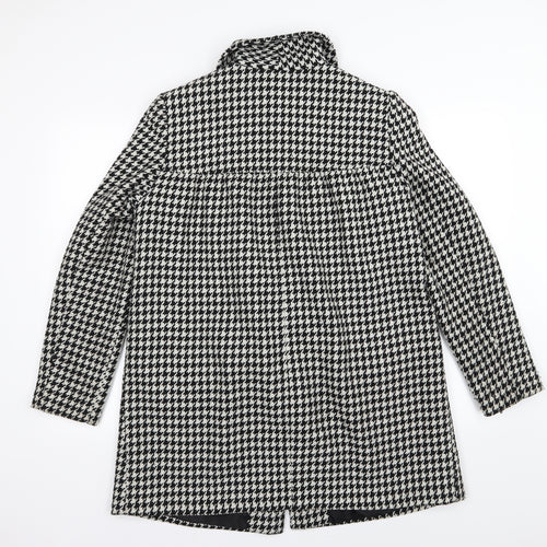 George Womens Black Houndstooth  Overcoat Coat Size 12
